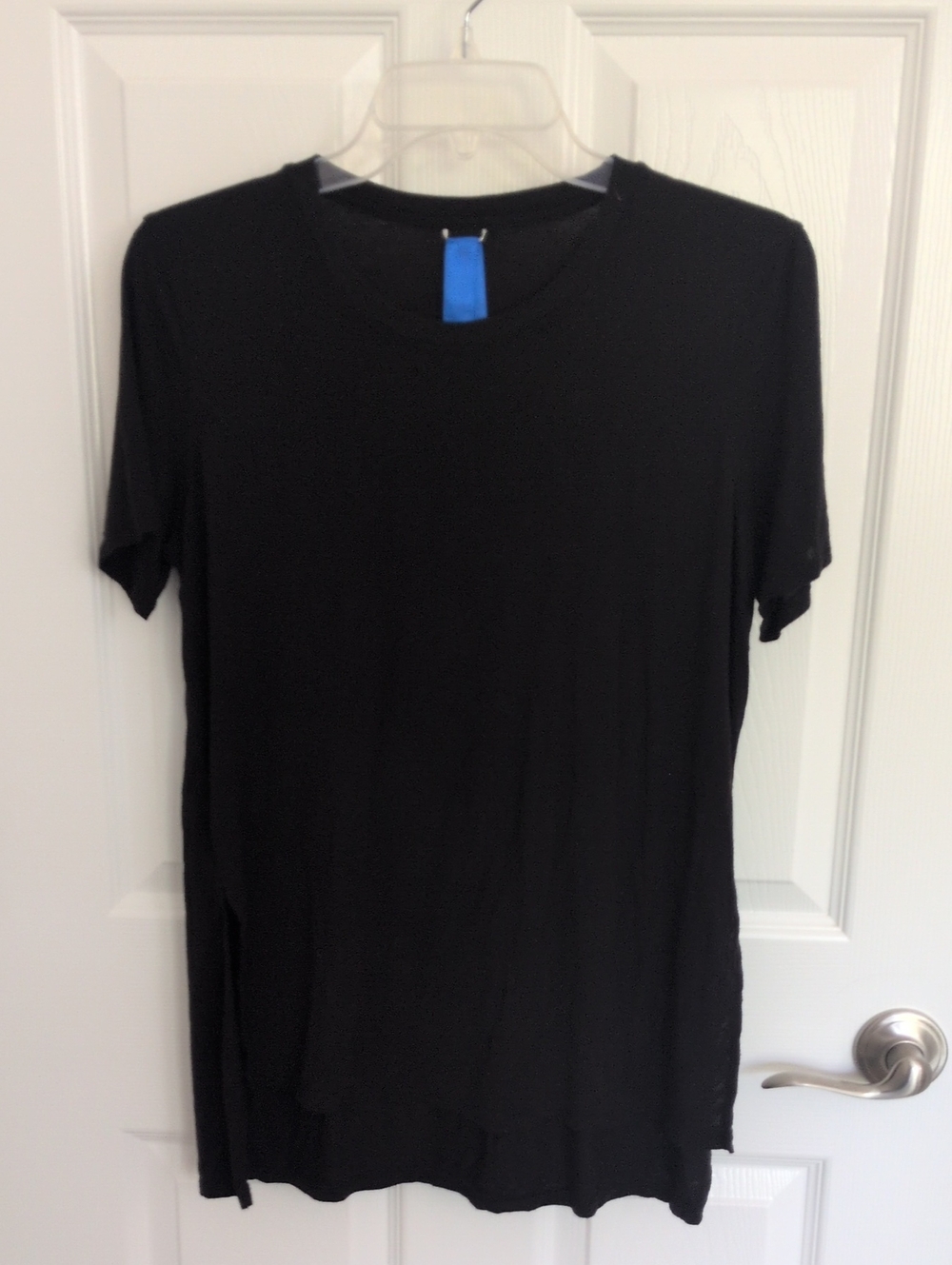 Kit & Ace Black Rayon/Cashmere Blend Short Sleeve Top - 8
